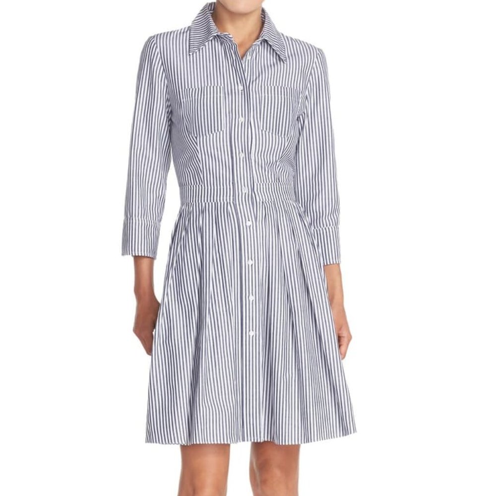 Eliza J Stripe Cotton Shirtdress - Size 6